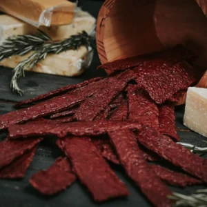 Beef jerky from Pure Valley Farms, made from grass-fed beef