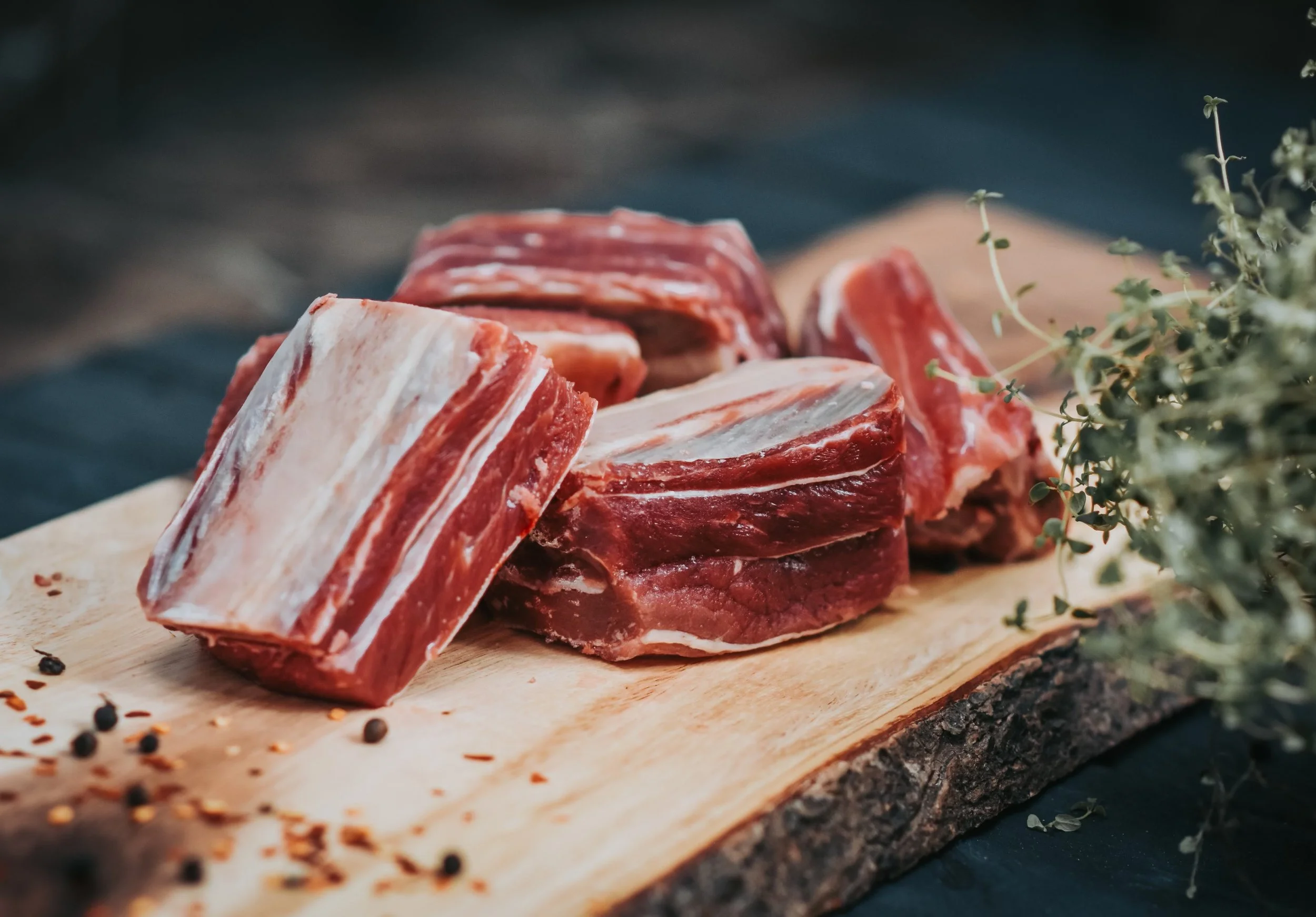Beef short ribs from Pure Valley Farms, shown in the bulk beef selection